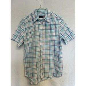 The Children's Place Short Sleeve Rainbow Gingham Poplin Button Up Boys 14